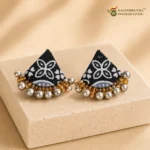 Ajrakh Triangle Earrings – Midnight Black - Image 2