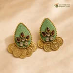 Royale Coin Handmade Earrings – Pista Green - Image 2
