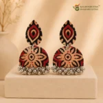 Ajrakh Dome Earrings – Rustic Red