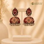 Ajrakh Dome Earrings – Rustic Red - Image 2