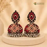 Ajrakh Dome Earrings – Rustic Red - Image 3