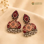 Ajrakh Dome Earrings – Rustic Red - Image 4
